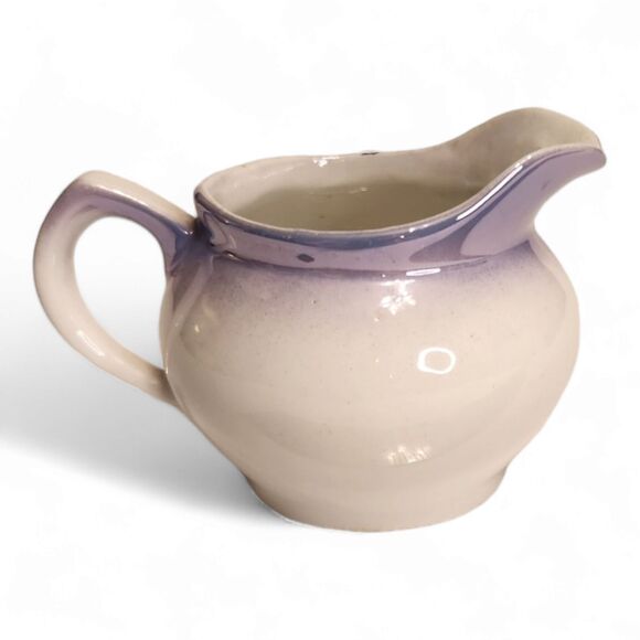 Creamer Pitcher Jug Ceramic with Hand-Painted Flowers and Iridescent Glaze 2.25" - Picture 3 of 8